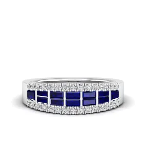 Baguette Sapphire and Diamond Band