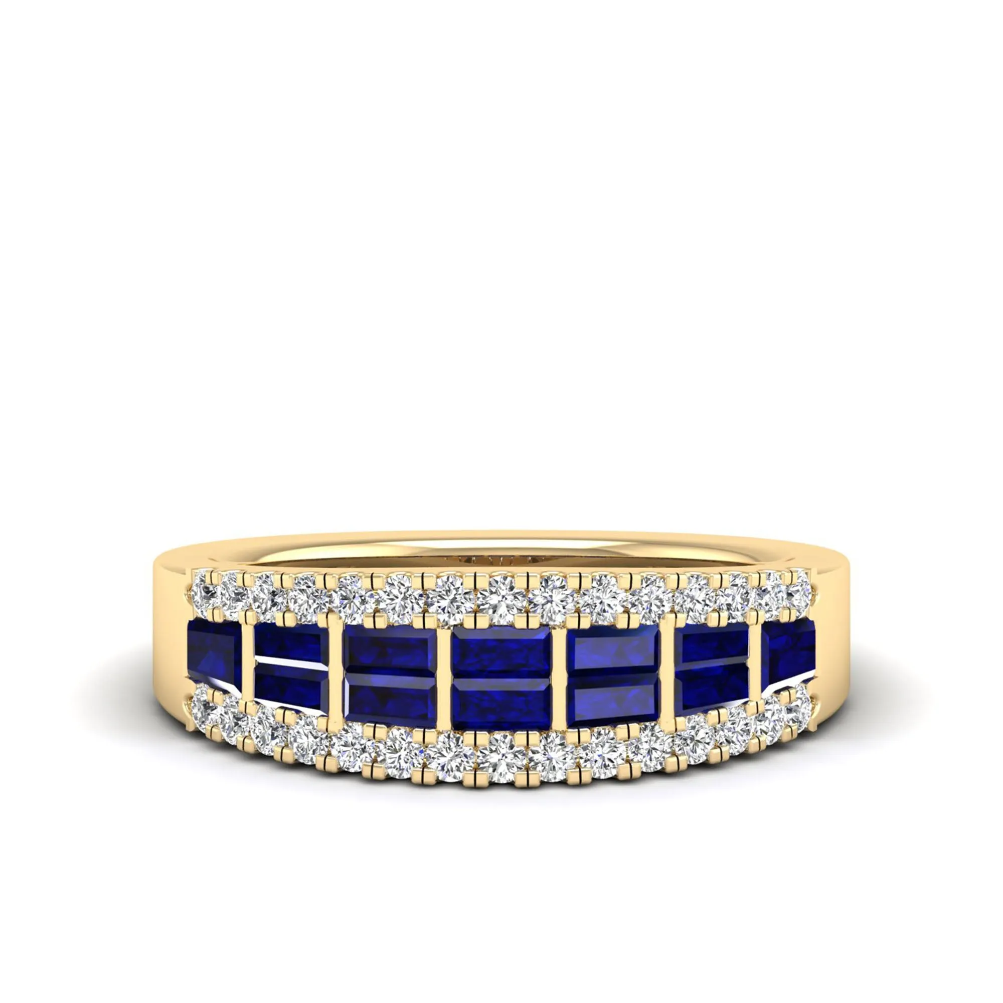 Baguette Sapphire and Diamond Band