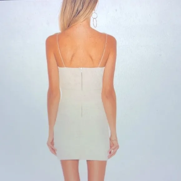BEC‎   BRIDGE REVOLVE Mini Dress Short Cream Stretch Tie Bodycon Size 2 Holiday