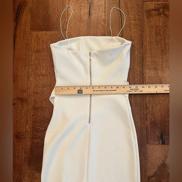 BEC‎   BRIDGE REVOLVE Mini Dress Short Cream Stretch Tie Bodycon Size 2 Holiday