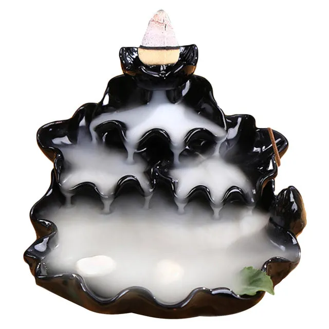 Behogar Ceramic Glaze Back flow Cone Incense Smoke Burner