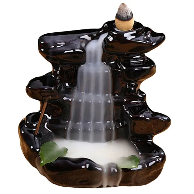 Behogar Ceramic Glaze Back flow Cone Incense Smoke Burner