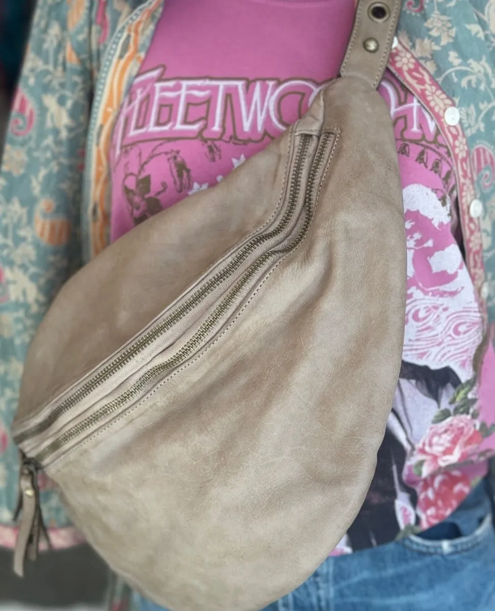 Bella Large Crossbody Belt Bag Light Taupe