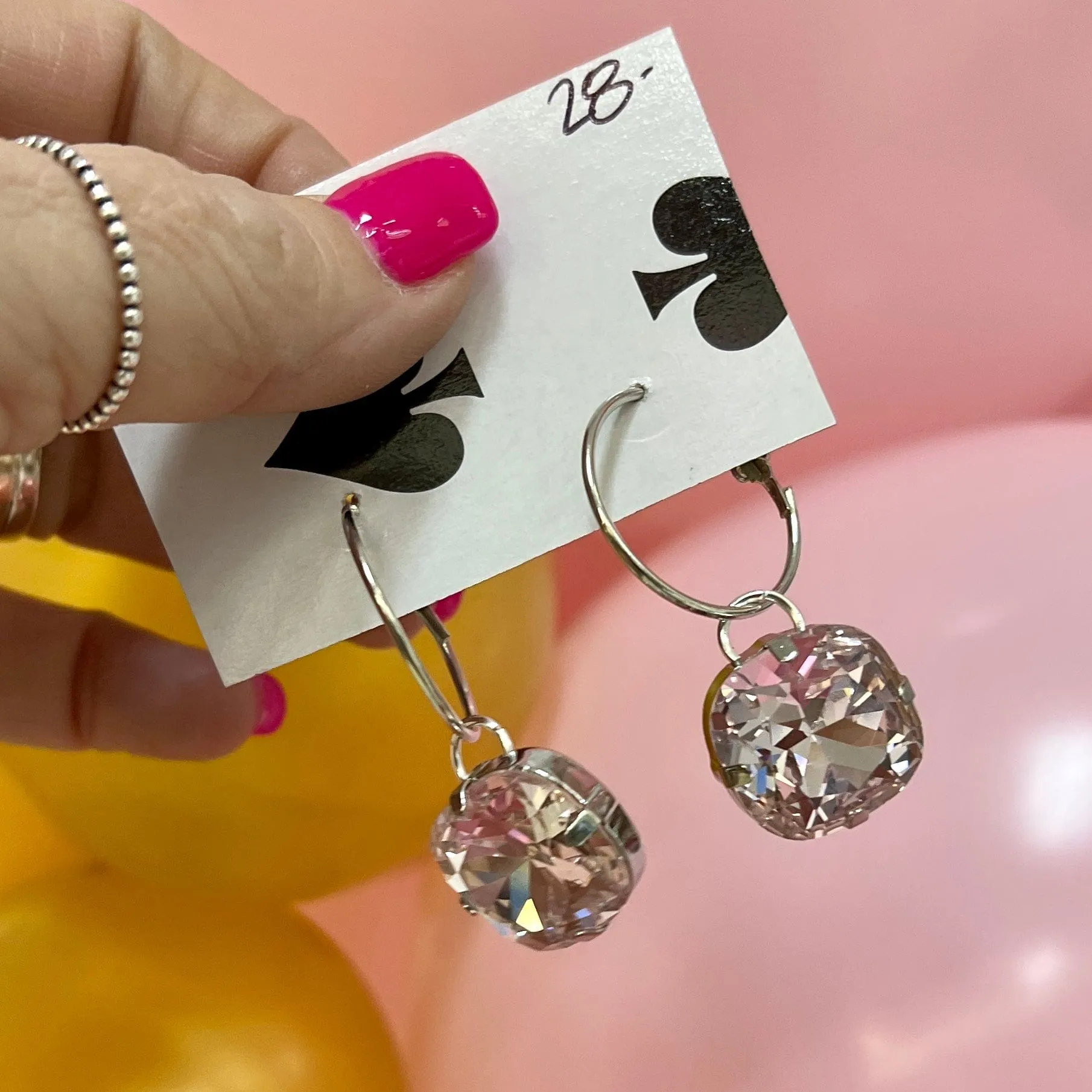 Big Bling Earrings - Light Pink