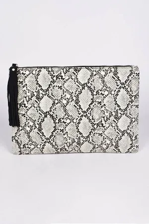 Black & White Snakeskin Clutch
