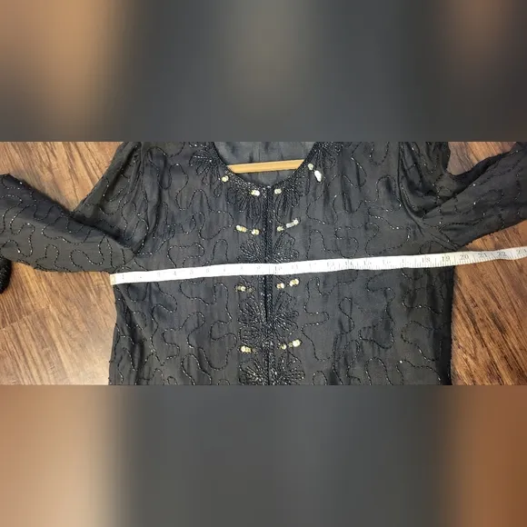 Black Evening Beaded Silk Jacket Size 1X
