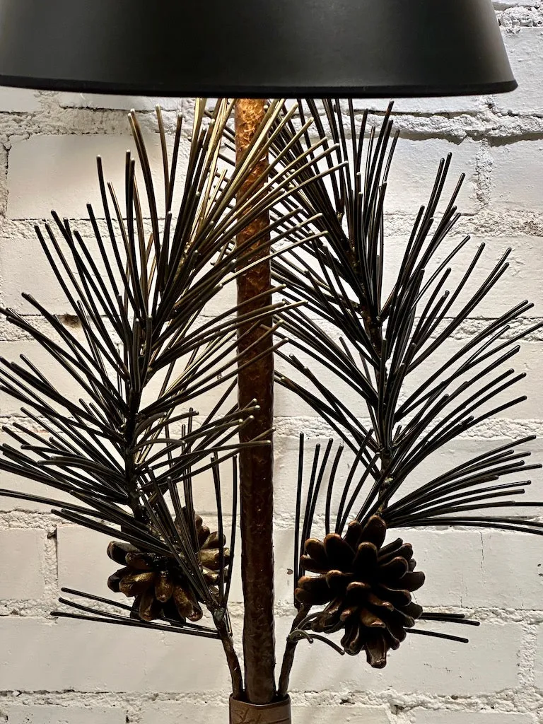 BLACK PINE CONE TABLE LAMP WITH BLACK SHADE