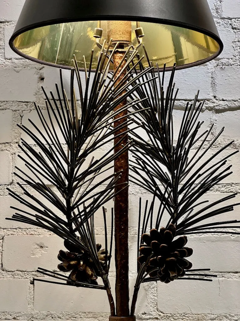BLACK PINE CONE TABLE LAMP WITH BLACK SHADE