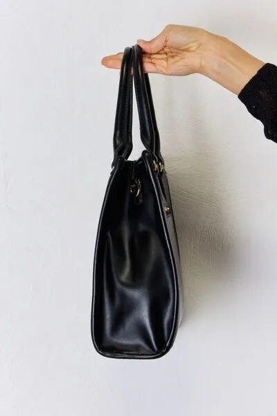 Black Vegan Leather Argyle Shoulder Bag