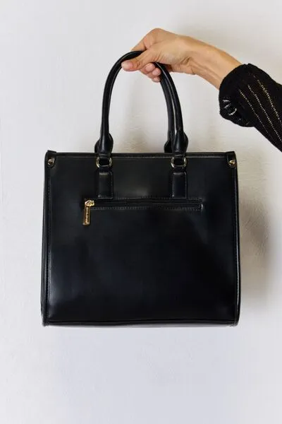 Black Vegan Leather Argyle Shoulder Bag