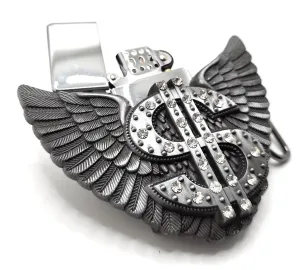 Blinged Dollar Sign with Wings Lighter Belt Buckle