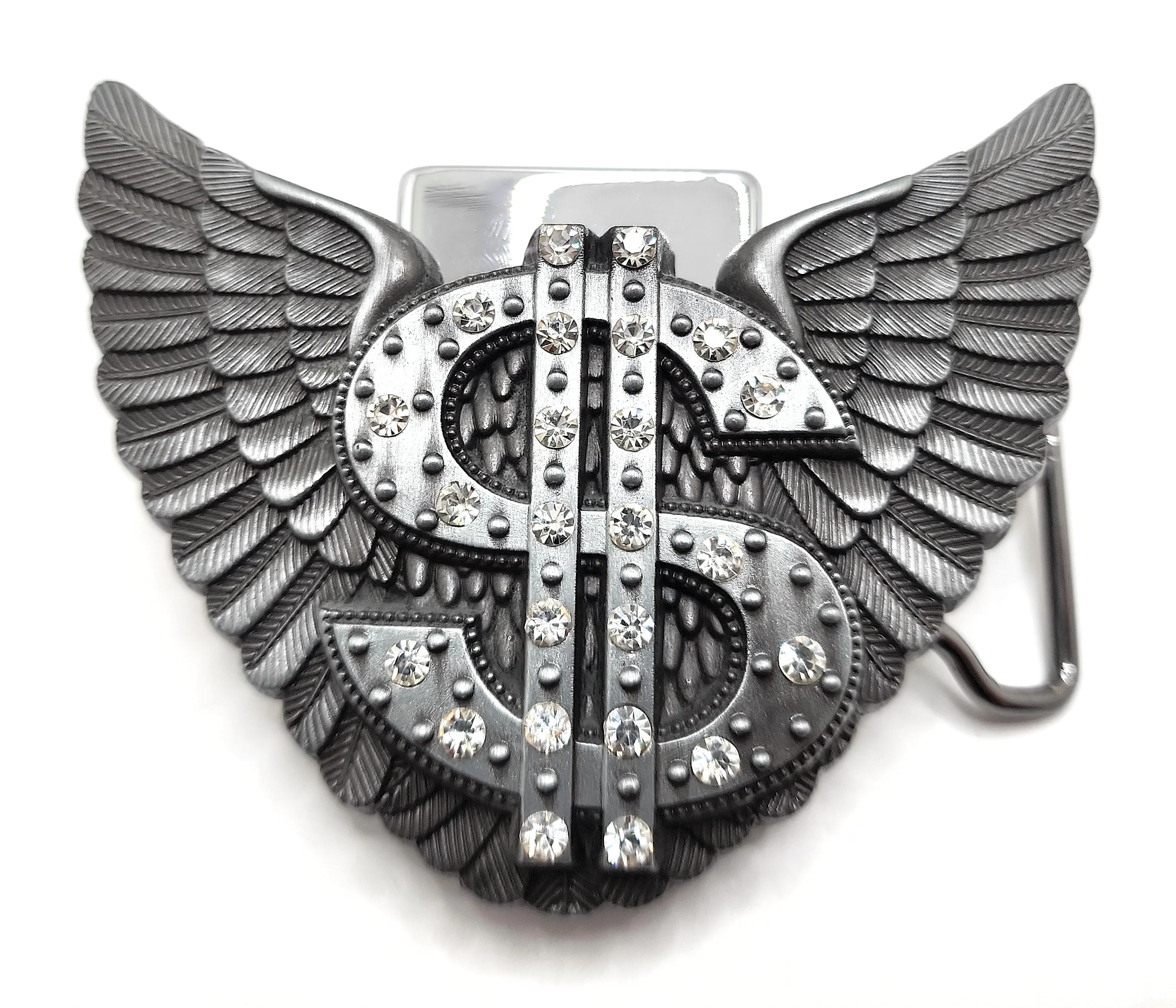 Blinged Dollar Sign with Wings Lighter Belt Buckle