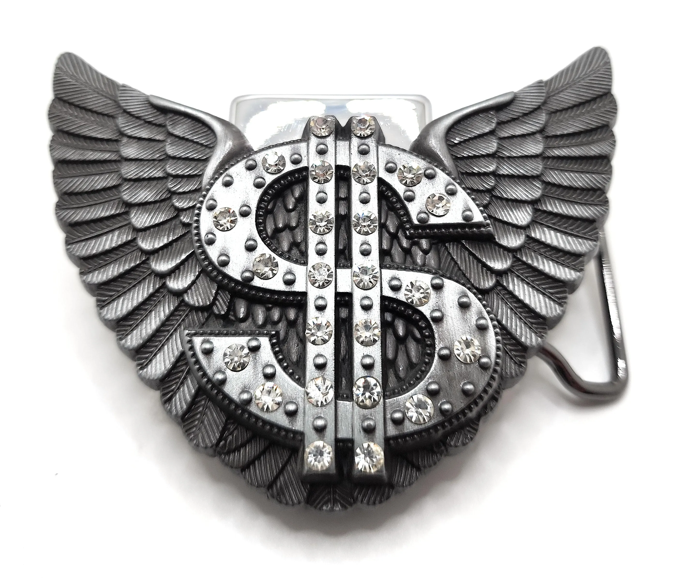 Blinged Dollar Sign with Wings Lighter Belt Buckle