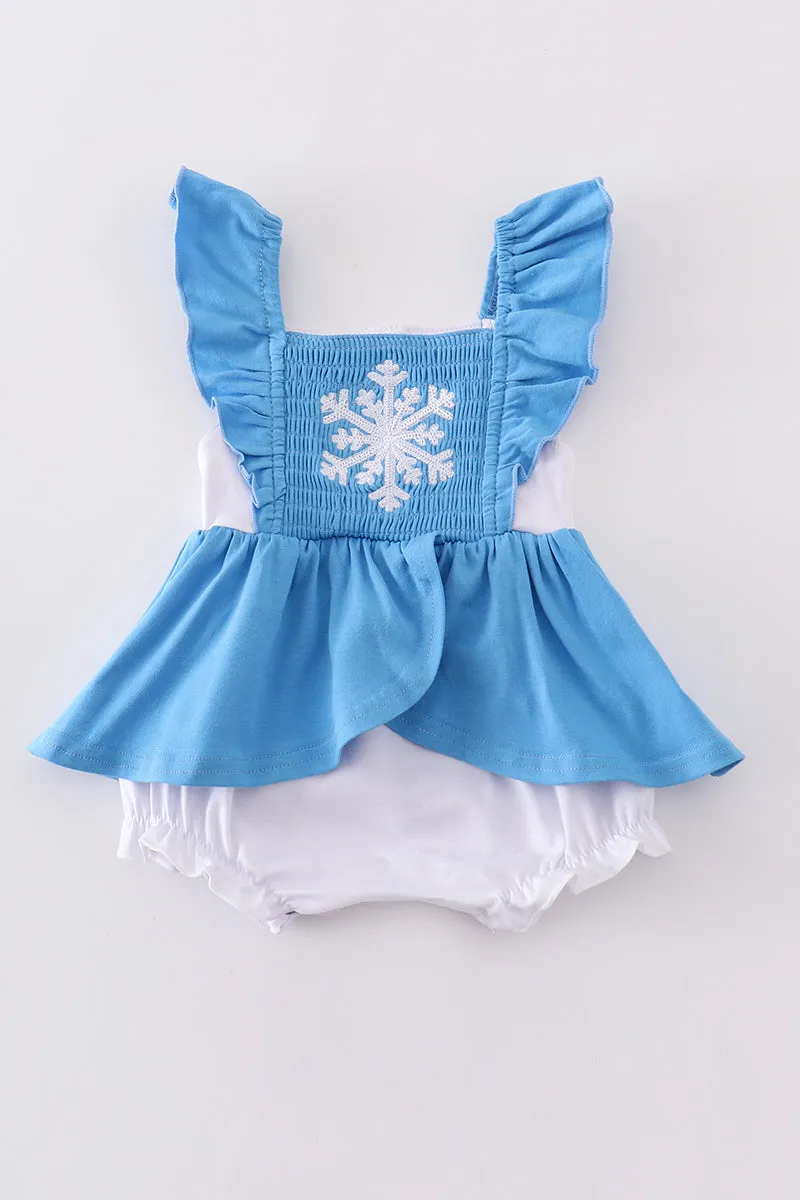 Blue Frozen Smocked Girl Bubble