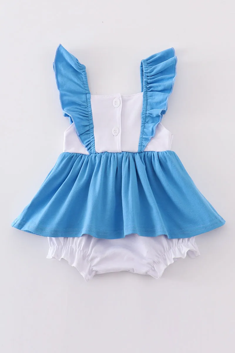 Blue Frozen Smocked Girl Bubble