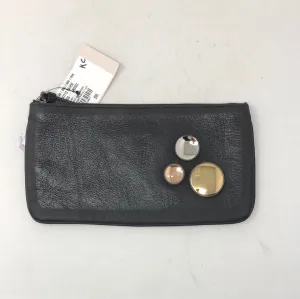 Bottega Venetta Black leather clutch with tri-metal Circle details