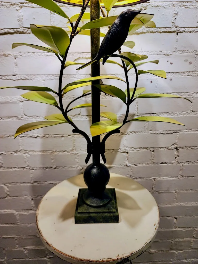 BT. GREEN/ YELLOW LAUREL LEAF LAMP W/ BLACK SHADE
