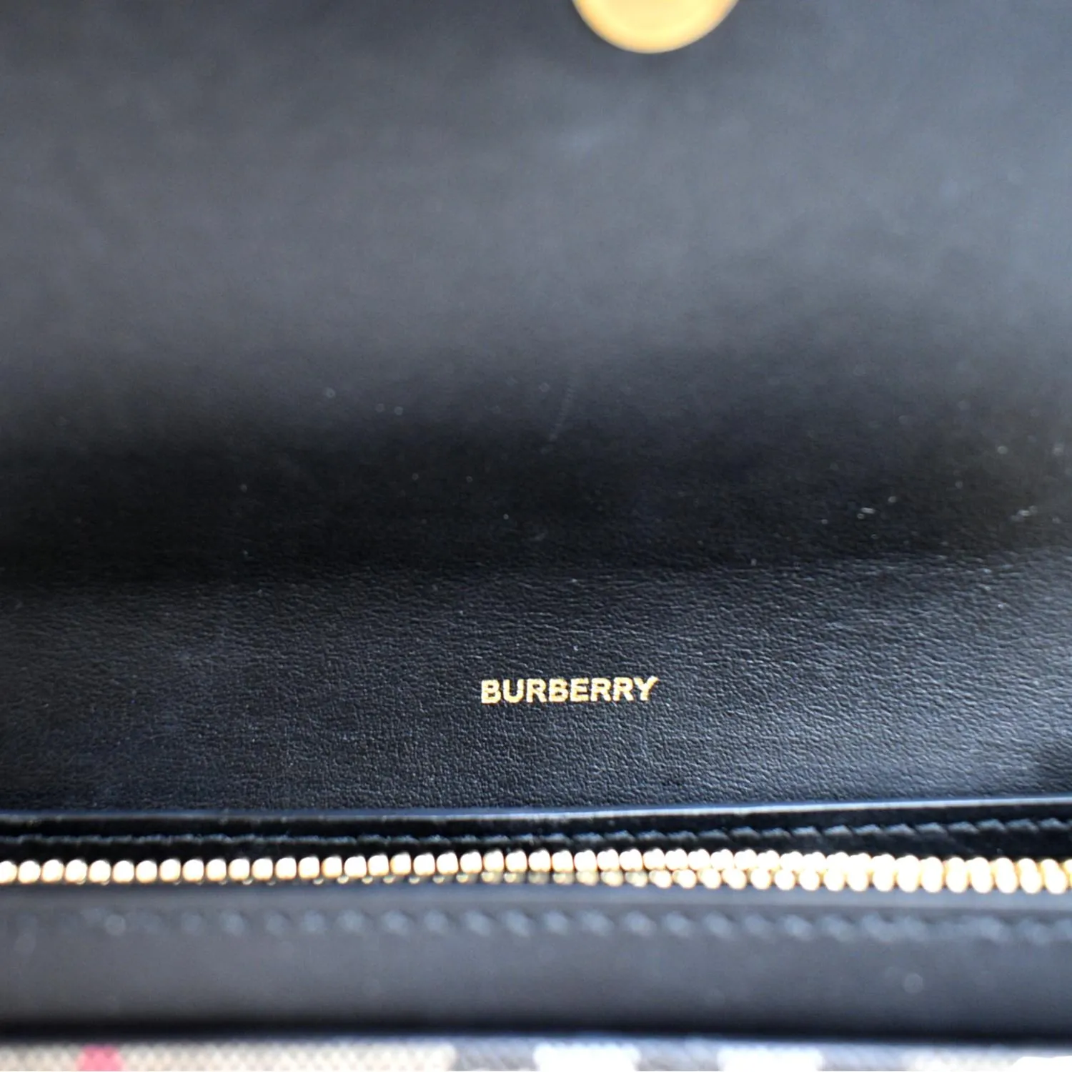 BURBERRY Continental Vintage Leather Check Wallet Black