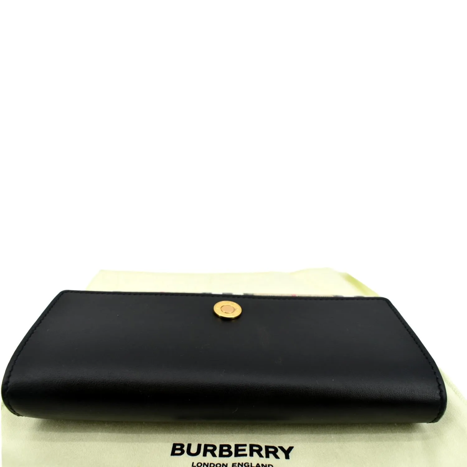 BURBERRY Continental Vintage Leather Check Wallet Black