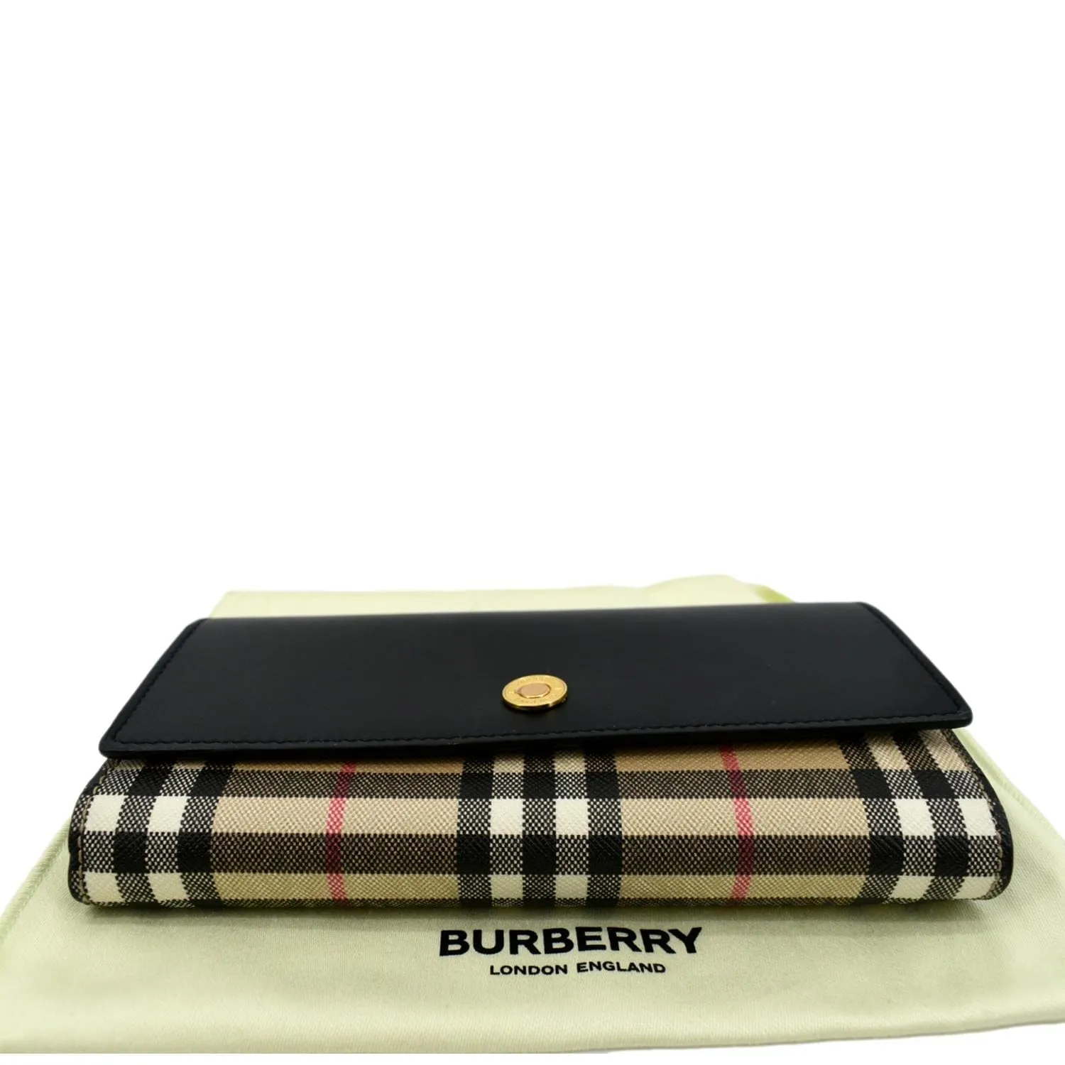 BURBERRY Continental Vintage Leather Check Wallet Black
