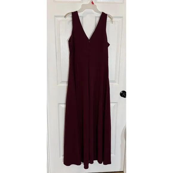 Burgundy Lined Maxi Dress Gown‎ V-Neck XL NWT Formal Bridesmaid Prom Homecoming