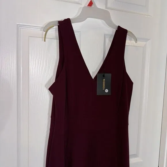 Burgundy Lined Maxi Dress Gown‎ V-Neck XL NWT Formal Bridesmaid Prom Homecoming
