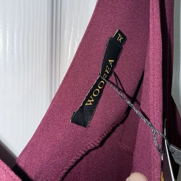 Burgundy Lined Maxi Dress Gown‎ V-Neck XL NWT Formal Bridesmaid Prom Homecoming