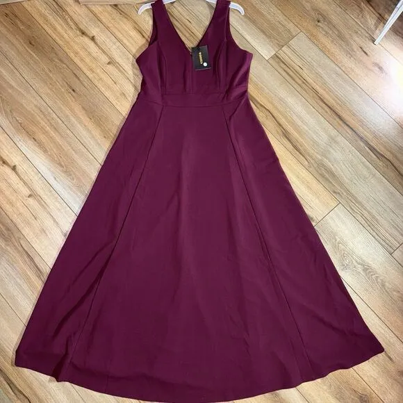 Burgundy Lined Maxi Dress Gown‎ V-Neck XL NWT Formal Bridesmaid Prom Homecoming