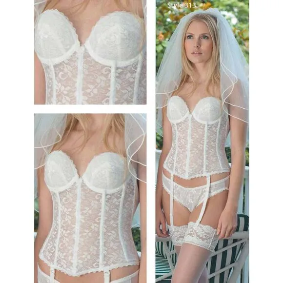 Carnival 313 Corset Bra Garter Straps Lace Bridal Formal 38B B cup