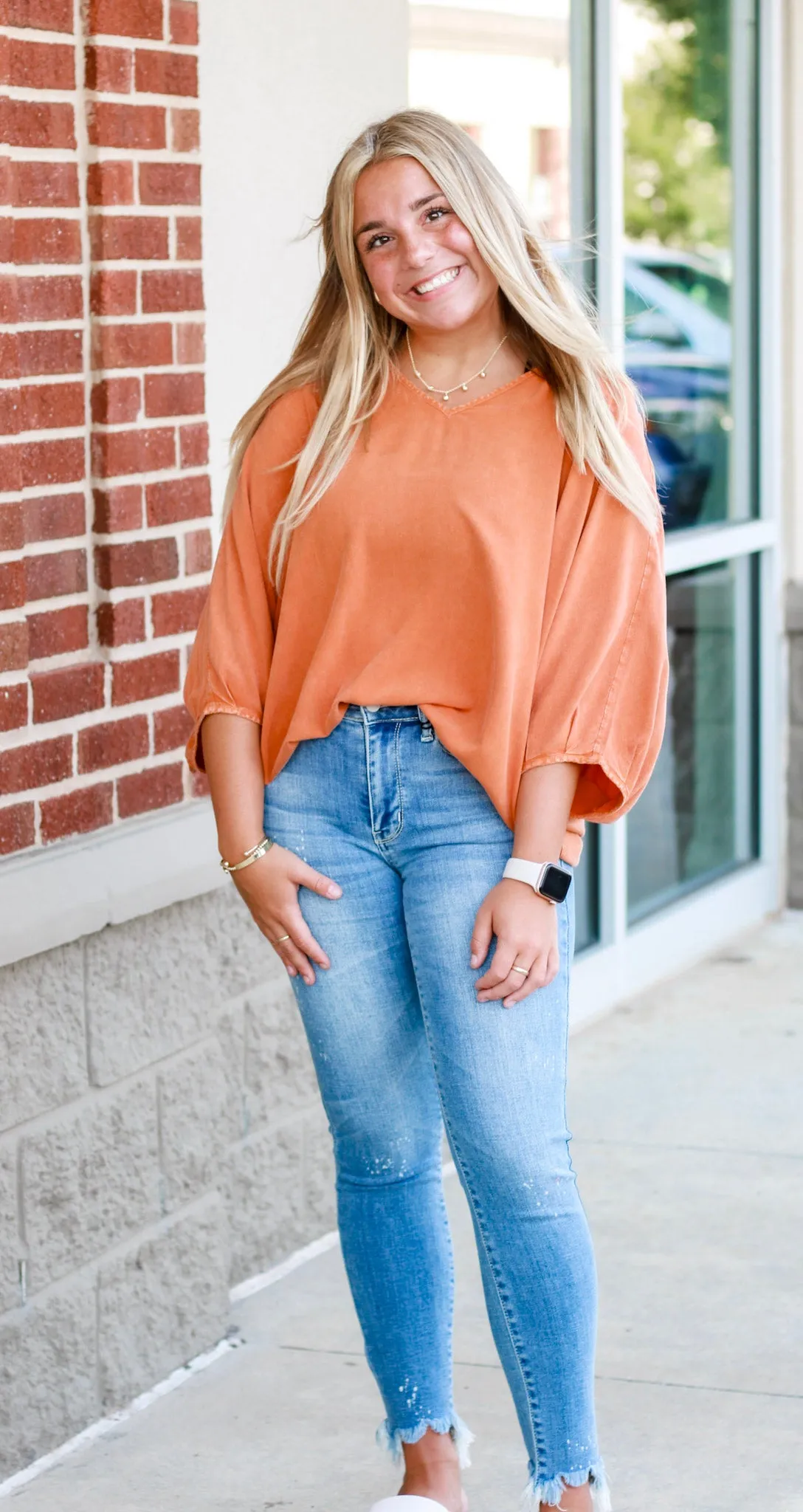 Carry On Blouse in Burnt Orange