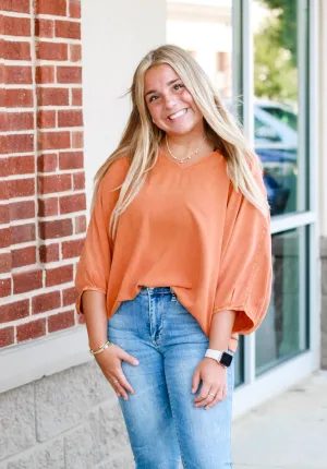 Carry On Blouse in Burnt Orange