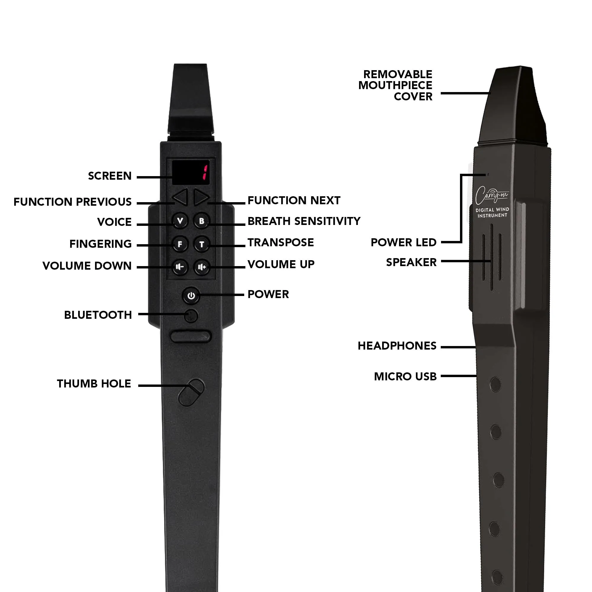 Carry-On Digital Wind Instrument - Black