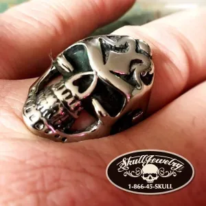 Carry on Wayward Son - Badass Stainless Skull Ring - Big & Long (#4020)