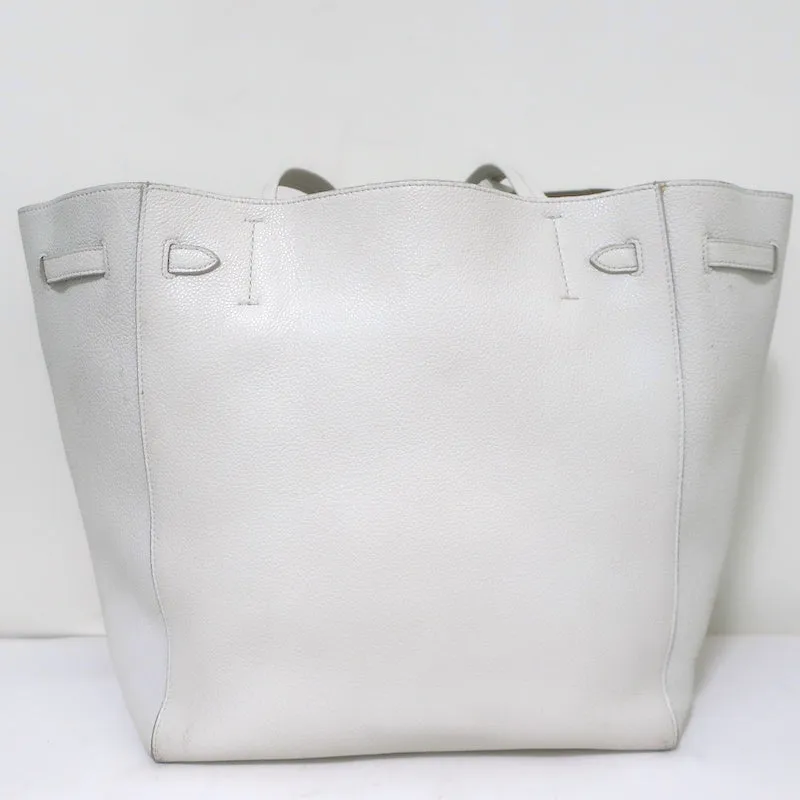 Celine Small Cabas Phantom Tote White Soft Grained Leather Shoulder Bag