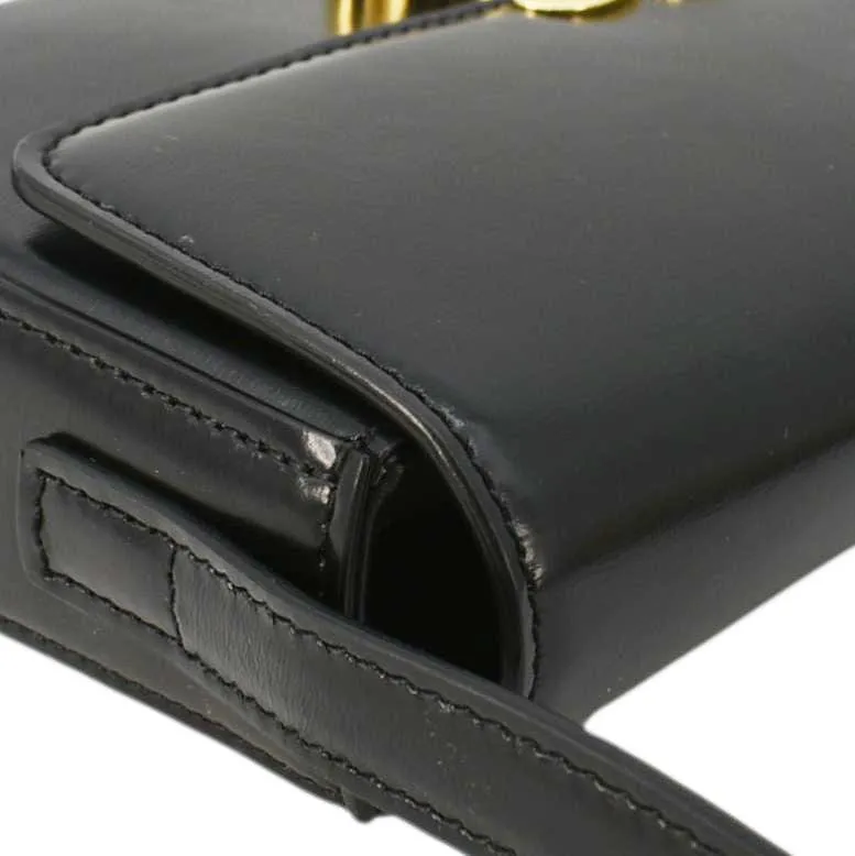 CELINE Triomphe Calfskin Leather Shoulder Bag Black