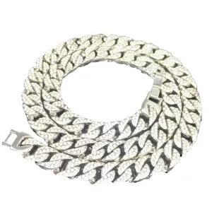 Chain Zinc Dog Collar with Stones Zinc 8" - 28"