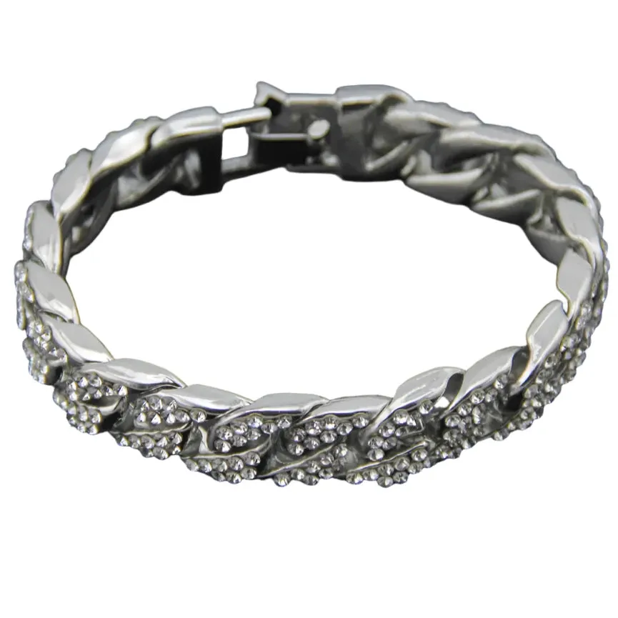 Chain Zinc Dog Collar with Stones Zinc 8" - 28"