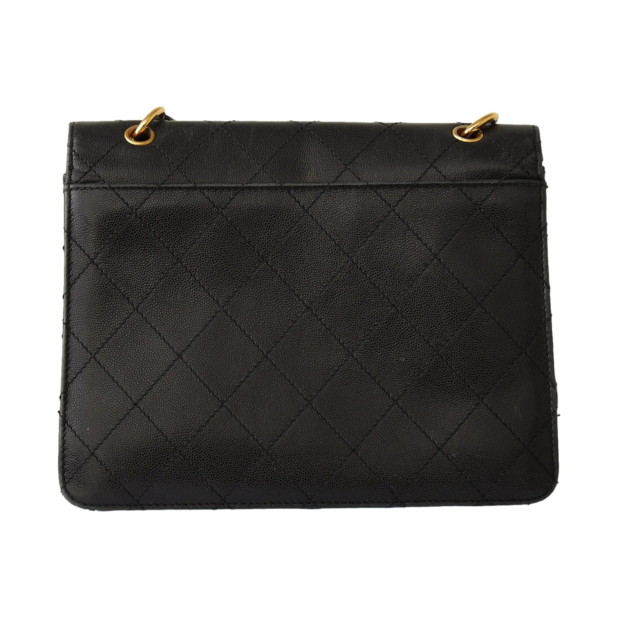 Chanel Black Caviar Trapezoid Flap Bag