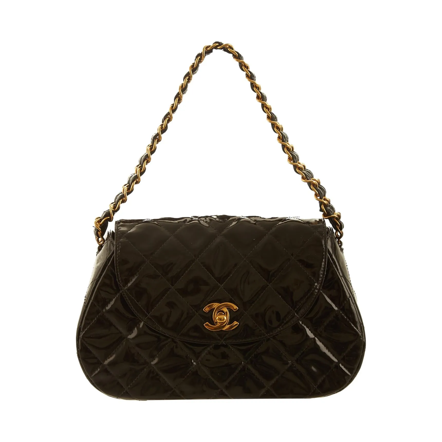 Chanel Black Quilted Patent Chain Shoulder Bag