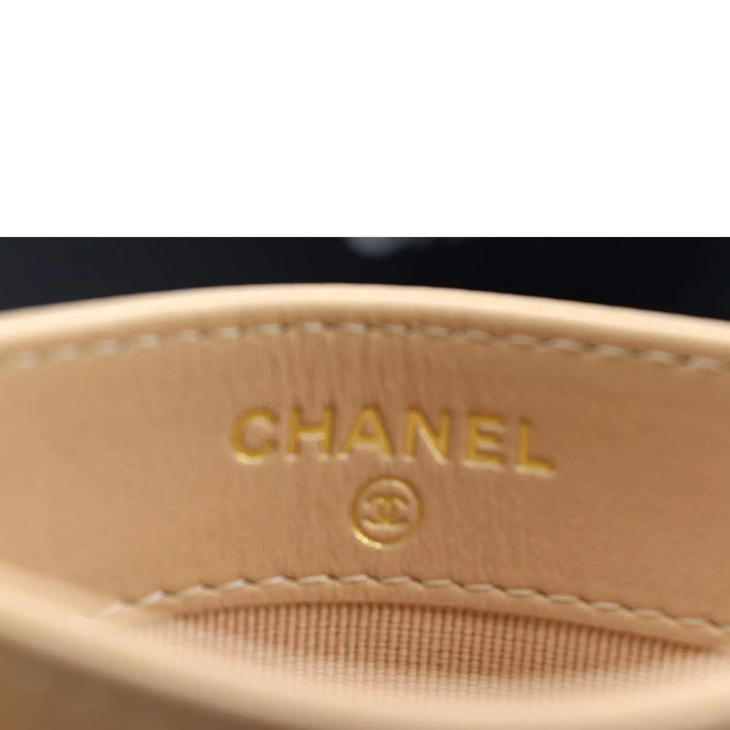 CHANEL CC Card Holder Caviar Leather Wallet Beige