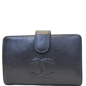 CHANEL CC Caviar Leather Bifold Wallet Black