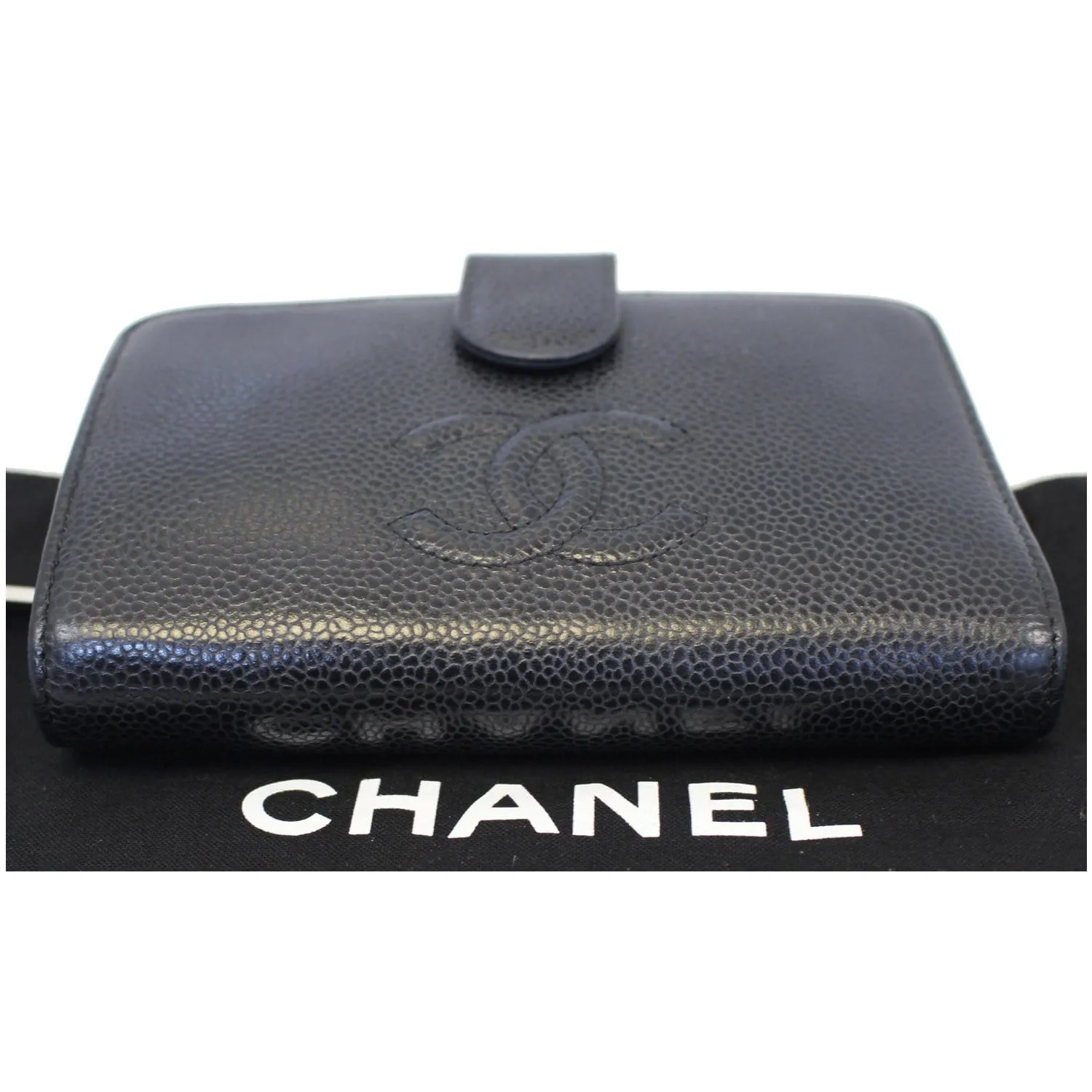 CHANEL CC Caviar Leather Bifold Wallet Black