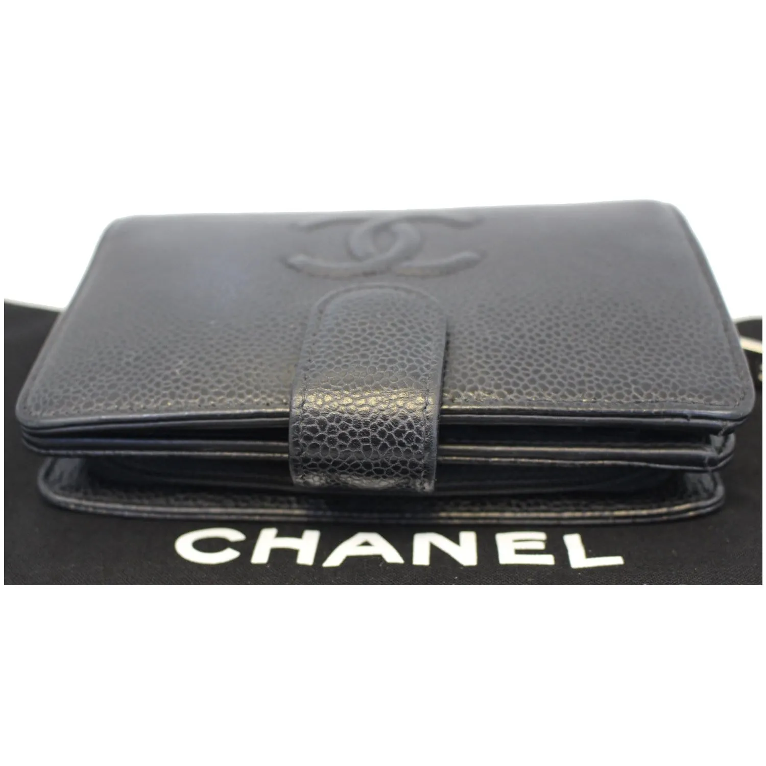 CHANEL CC Caviar Leather Bifold Wallet Black