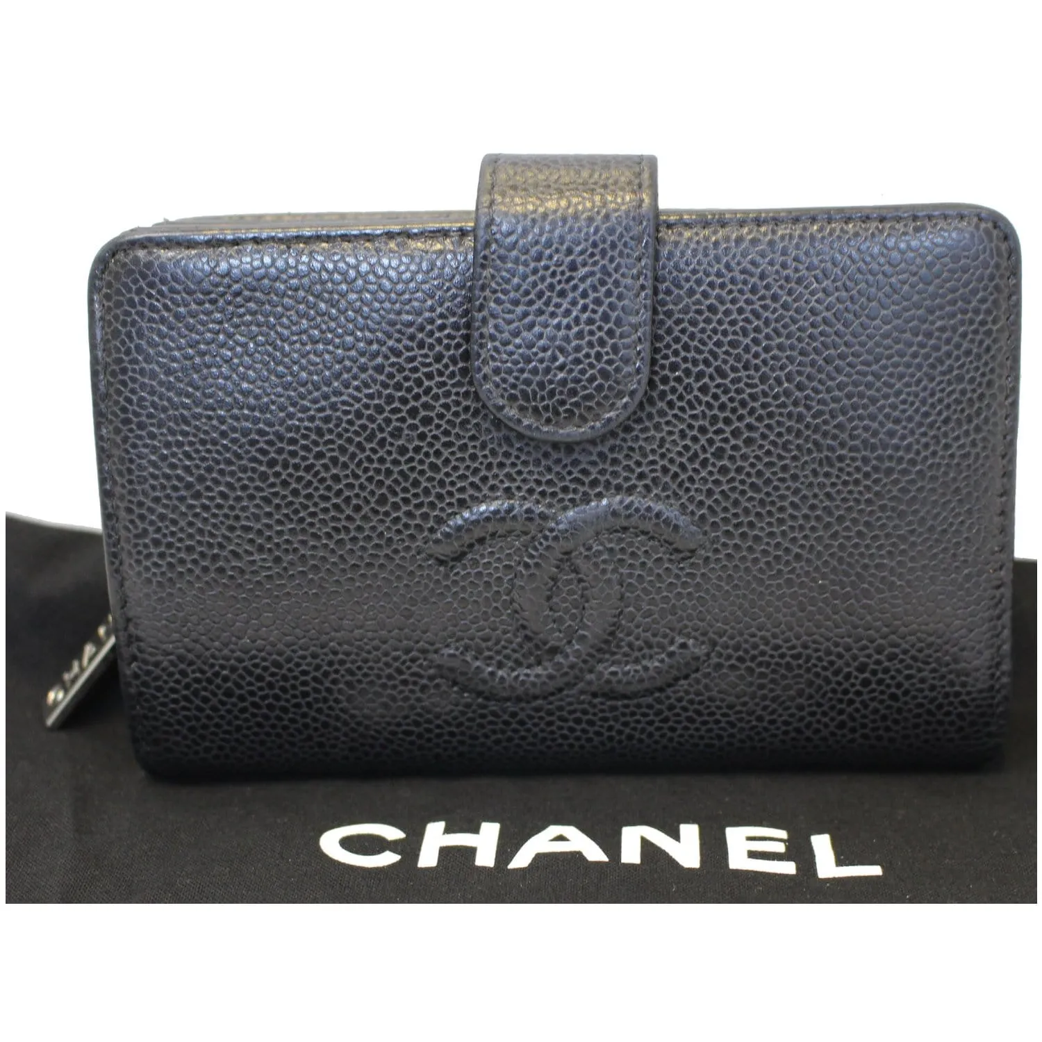 CHANEL CC Caviar Leather Bifold Wallet Black