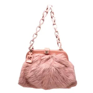 Chanel Pink Fur Chain Shoulder Bag
