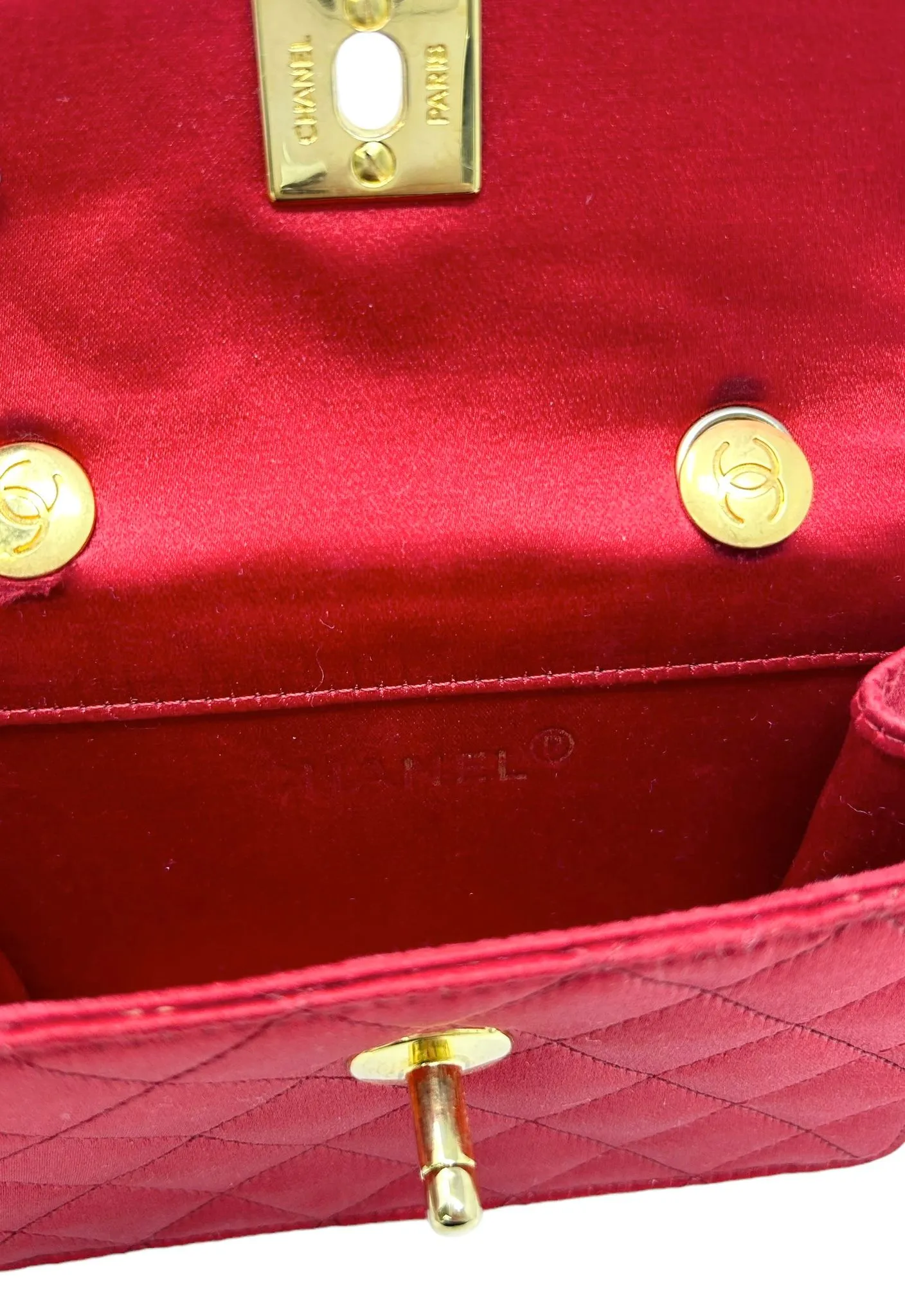Chanel Red Satin Mini Flap Bag