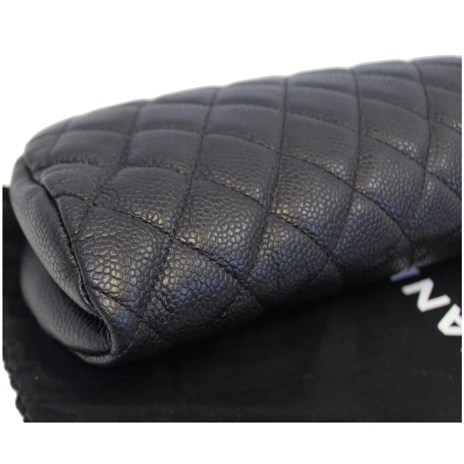 CHANEL Timeless Caviar Quilted Leather Clutch Black
