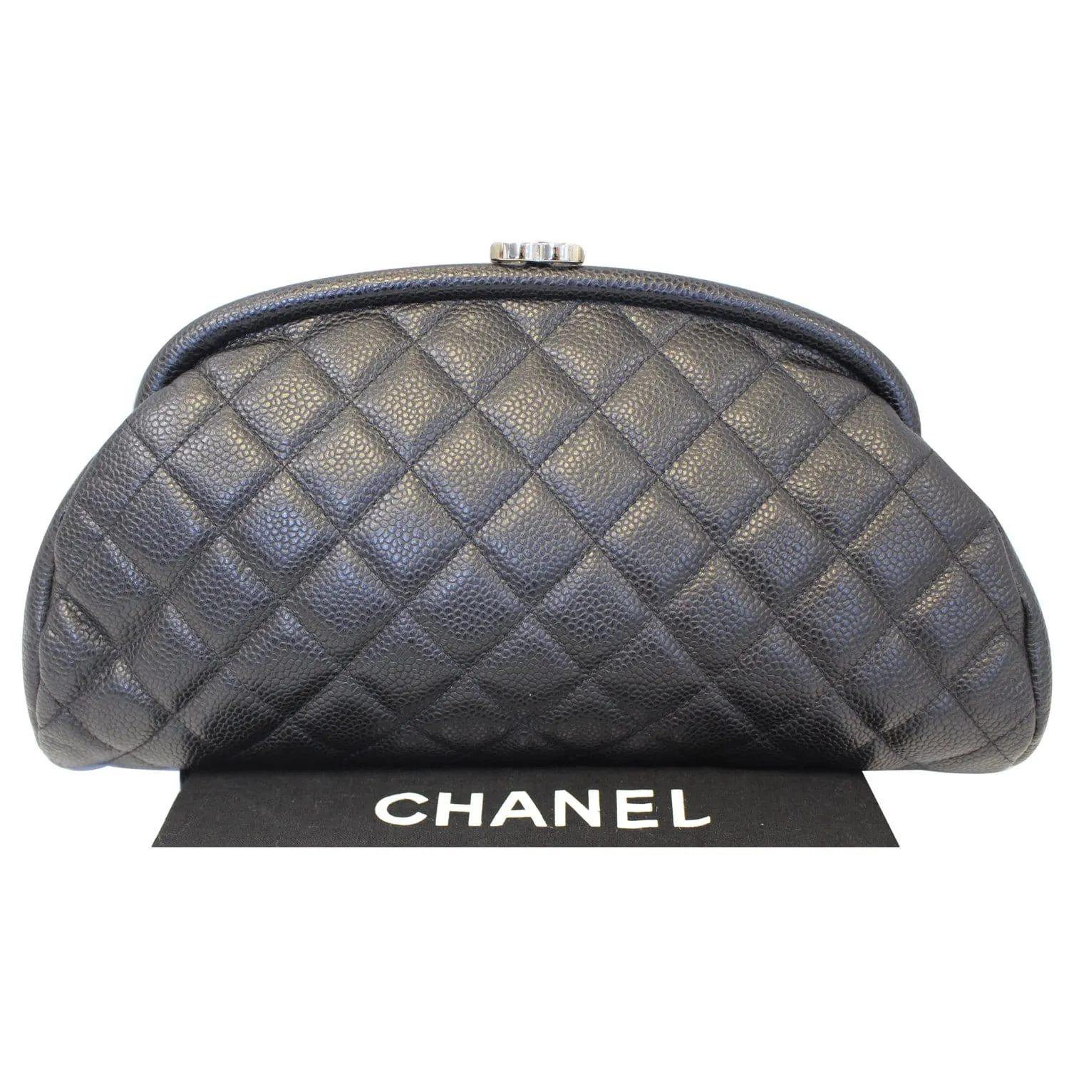 CHANEL Timeless Caviar Quilted Leather Clutch Black