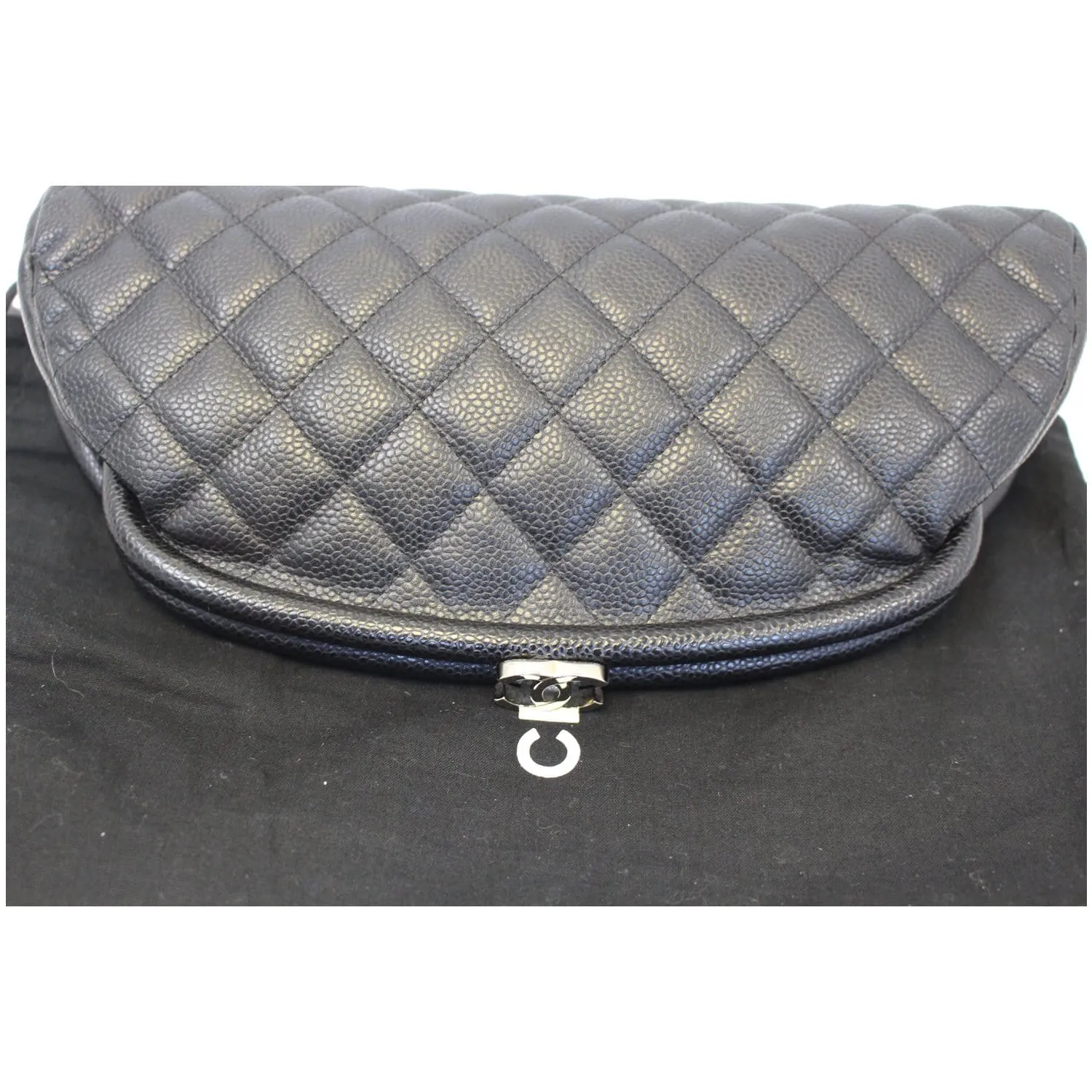 CHANEL Timeless Caviar Quilted Leather Clutch Black