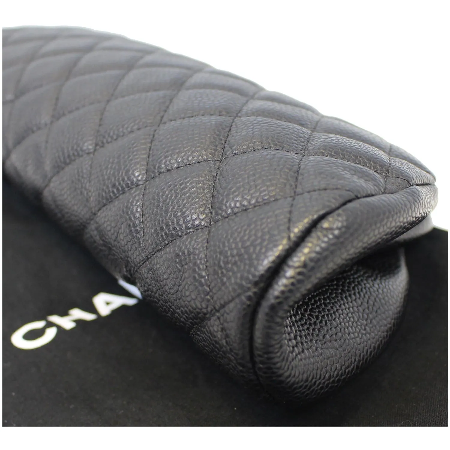CHANEL Timeless Caviar Quilted Leather Clutch Black